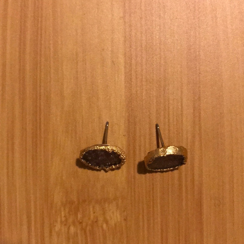 Anthropologie Rose Quartz Gold Color Earrings - Picture 6 of 6